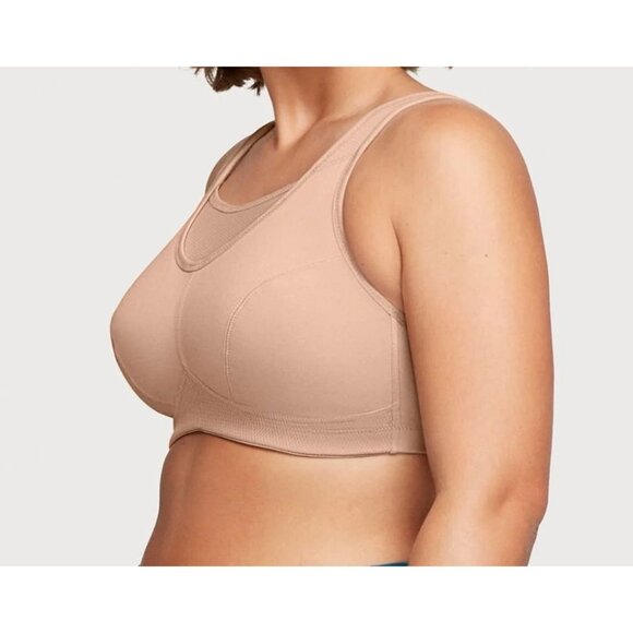 Glamorise Sport Beige No-Bounce Moisture Wicking Camisole Sports Bra 46F - Picture 3 of 8